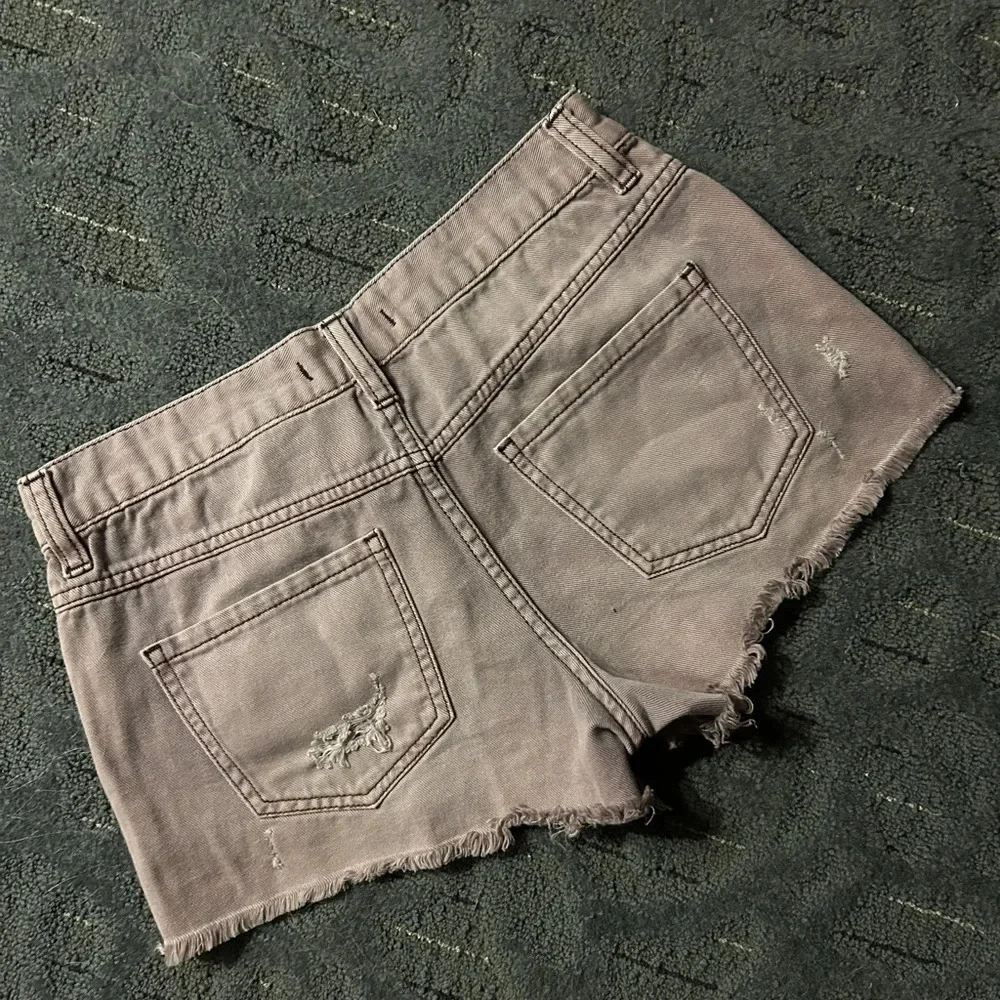 Free People High Waisted Denim Cutoff Festival Shorts Pink/Brown 25